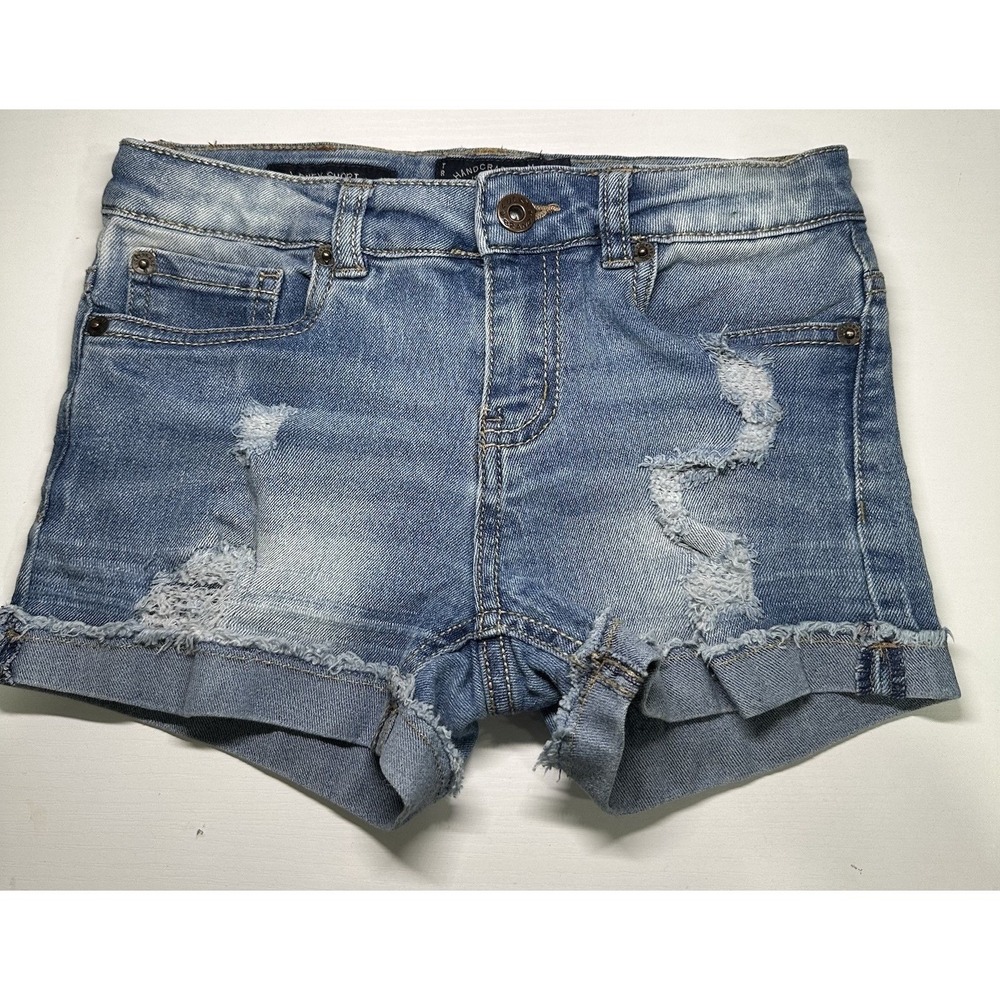 Lucky Brand Denim Jean Shorts Girls 10 Riley Shorts Frayed Distressed Stretch